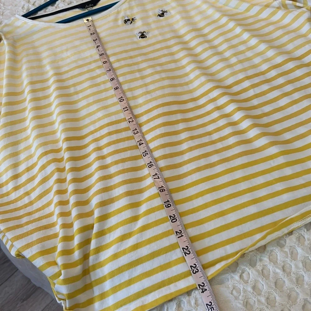 Joules bumble bee Marina yellow stripe long sleeve top plus size 22 cotton - Picture 15 of 16